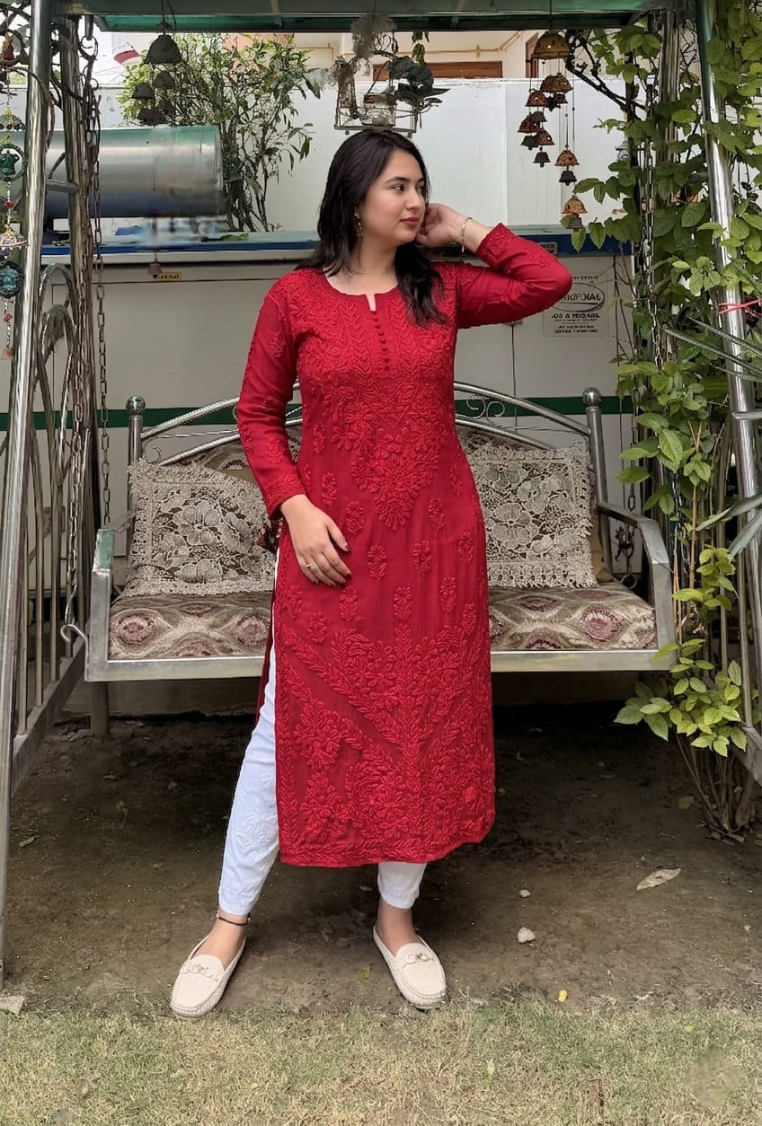 Preimum Article Lucknowi Chikankari Kurtis  Handwork Chikankari