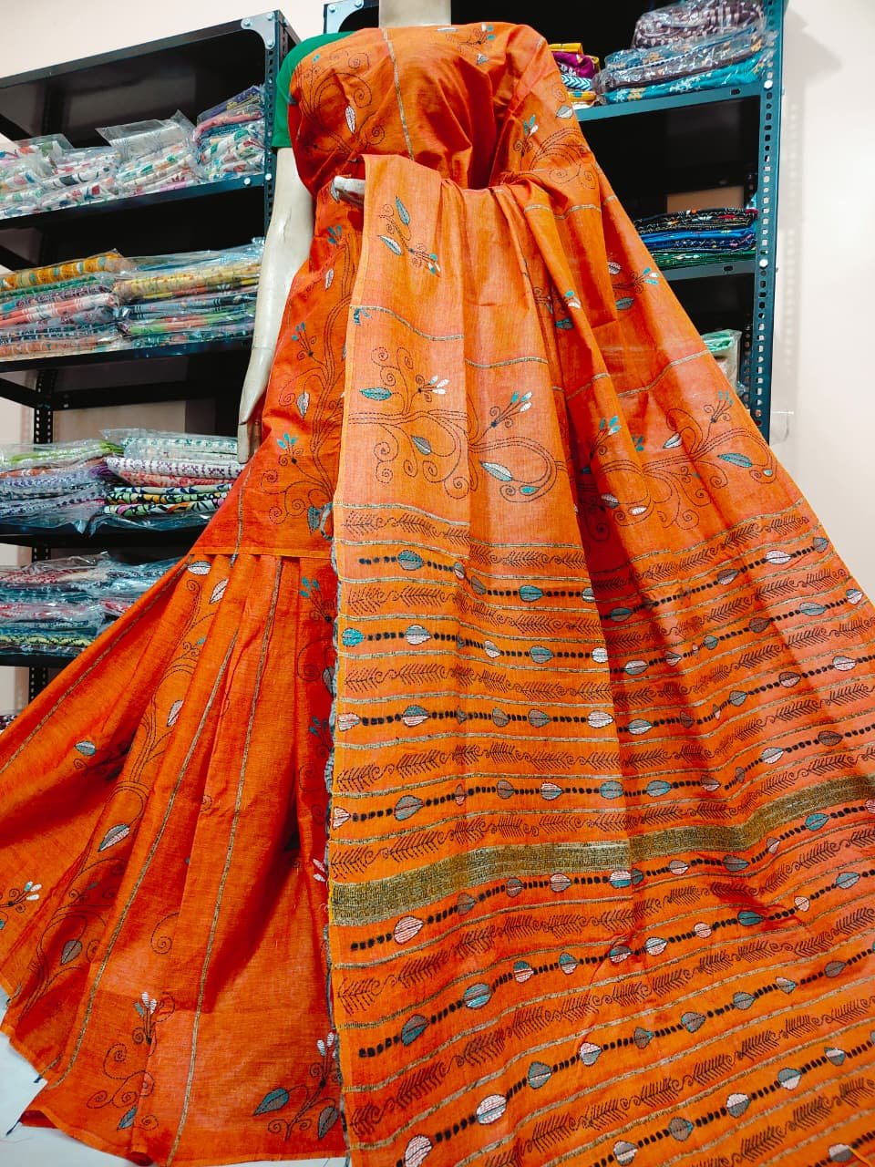 Kesh Kantha Stitch Handwork Saree