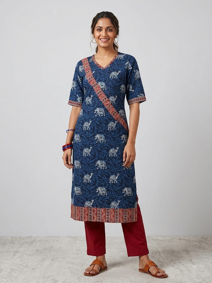 Color: Indigo Blue Camel