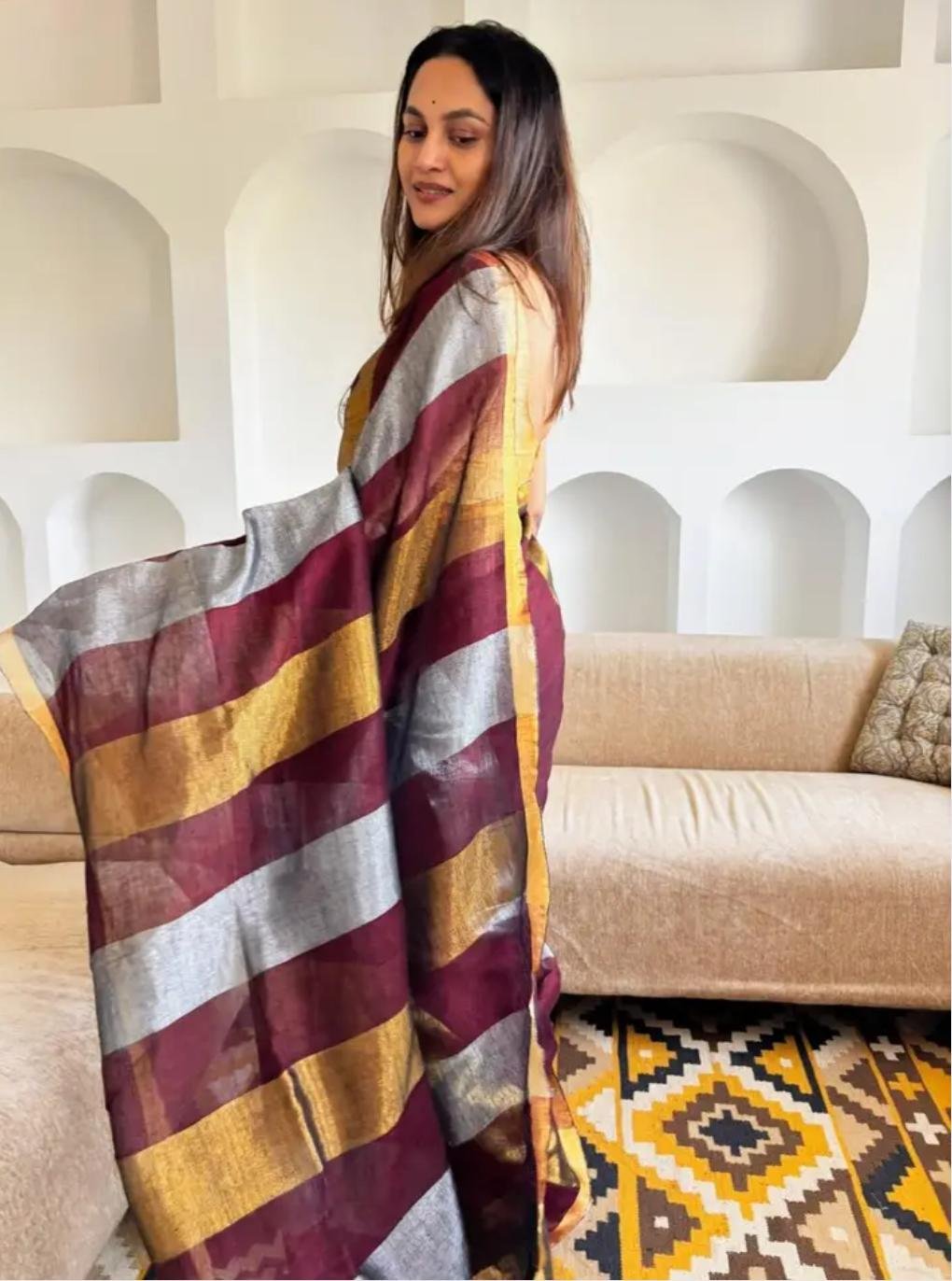 Color: Burgundy Maroon Saree Portrait