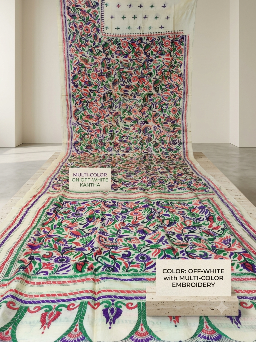 Color: Cream Multi Color Thread Work