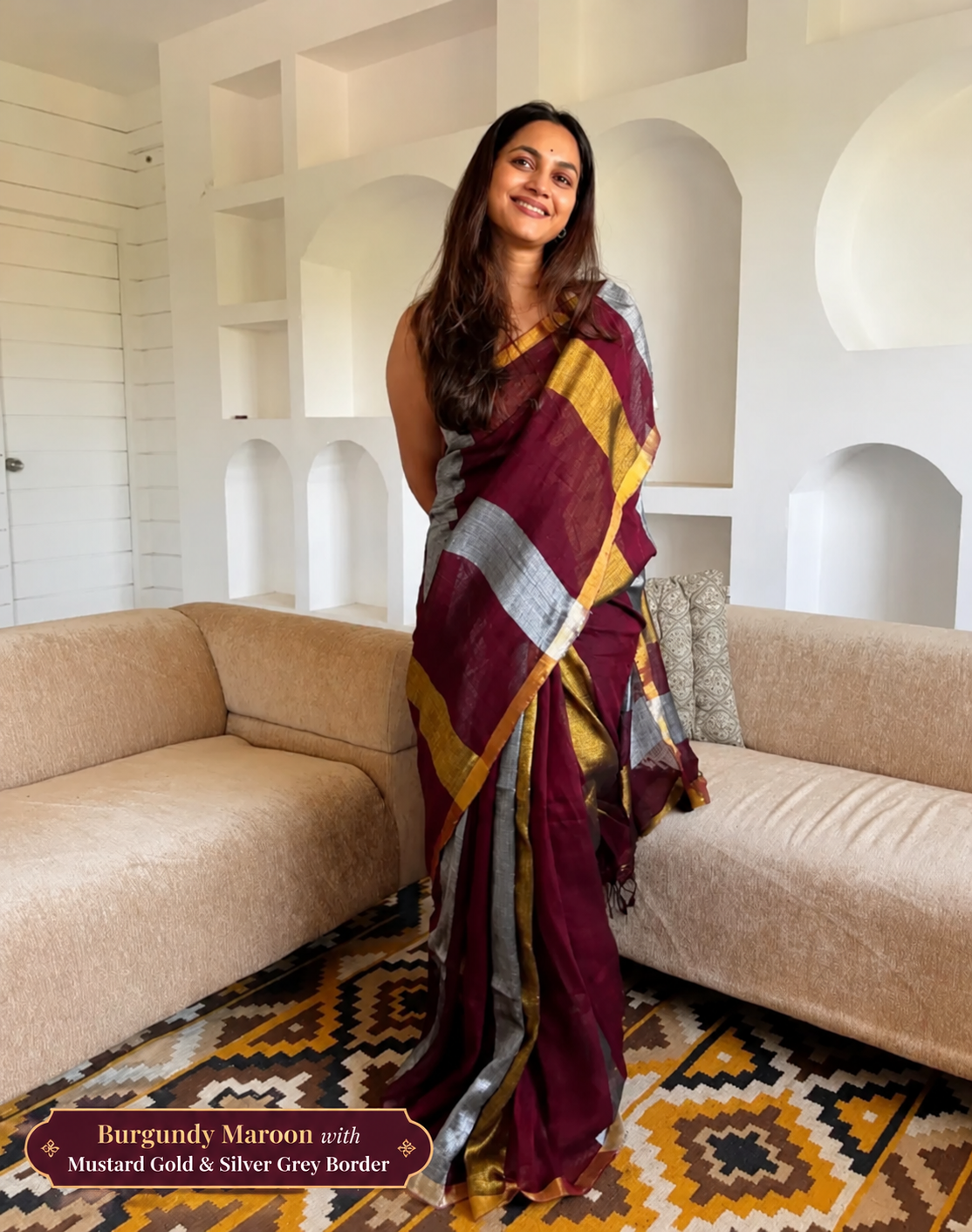 Color: Burgundy Maroon Saree Portrait