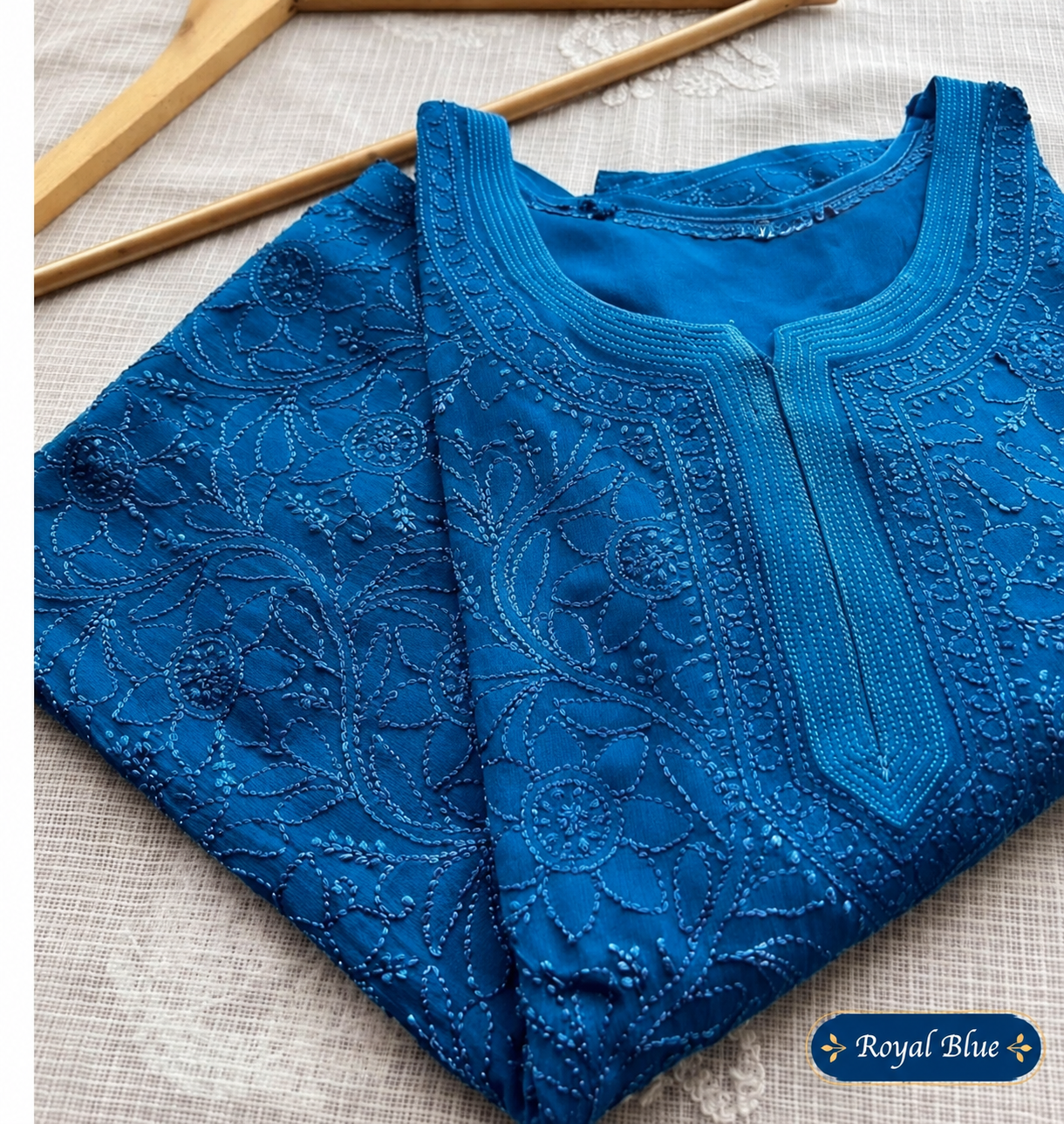 Color: Royal Blue Embroidered Kurta