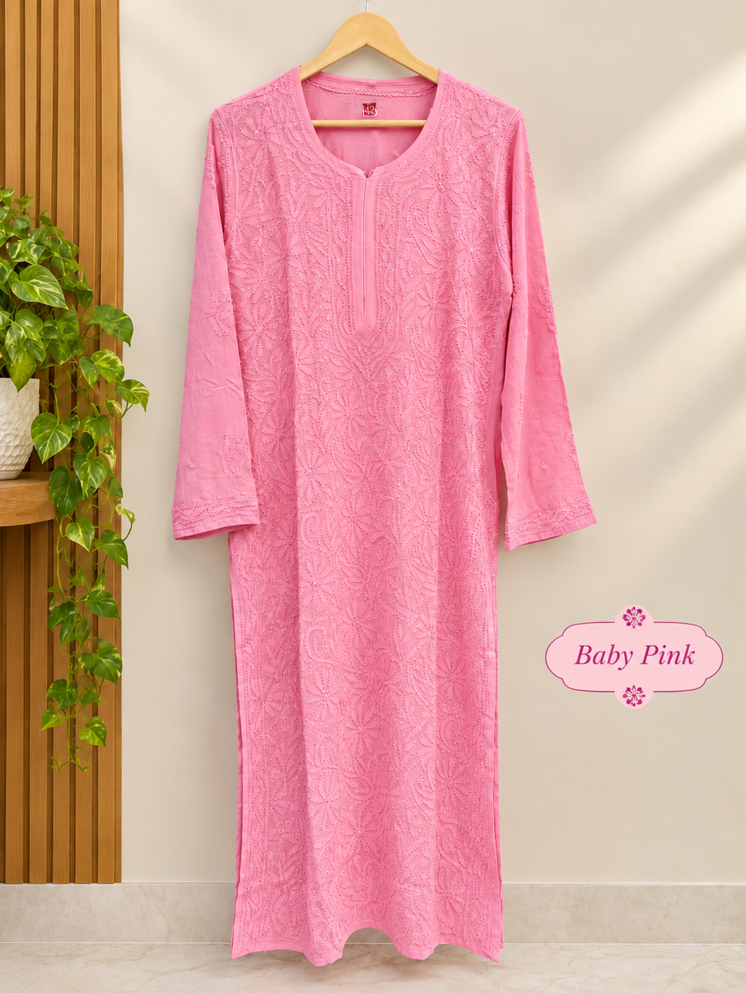 Color: Baby Pink Embroidered Kurta